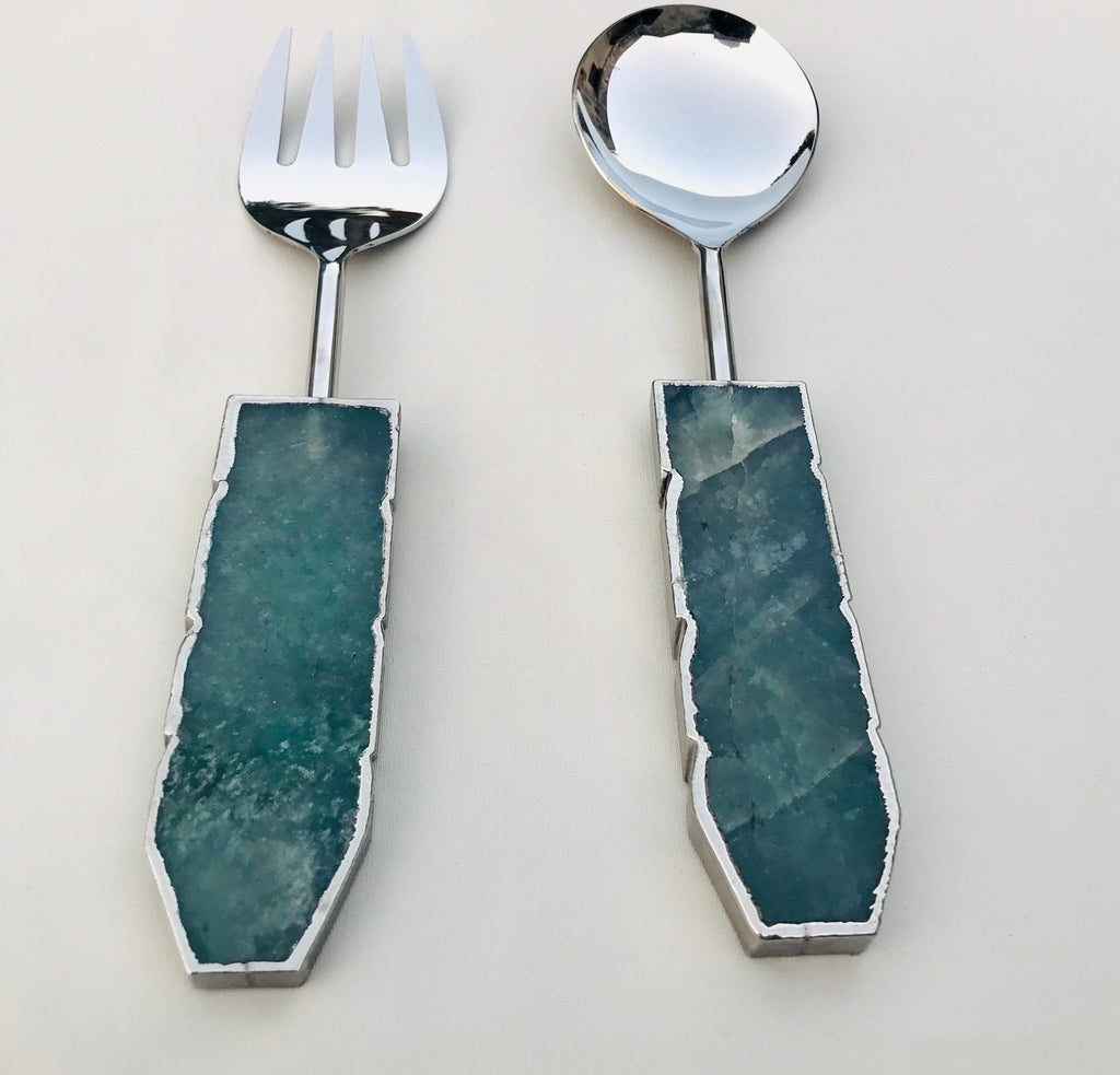 Green Agate Salad Server - Set of 2
