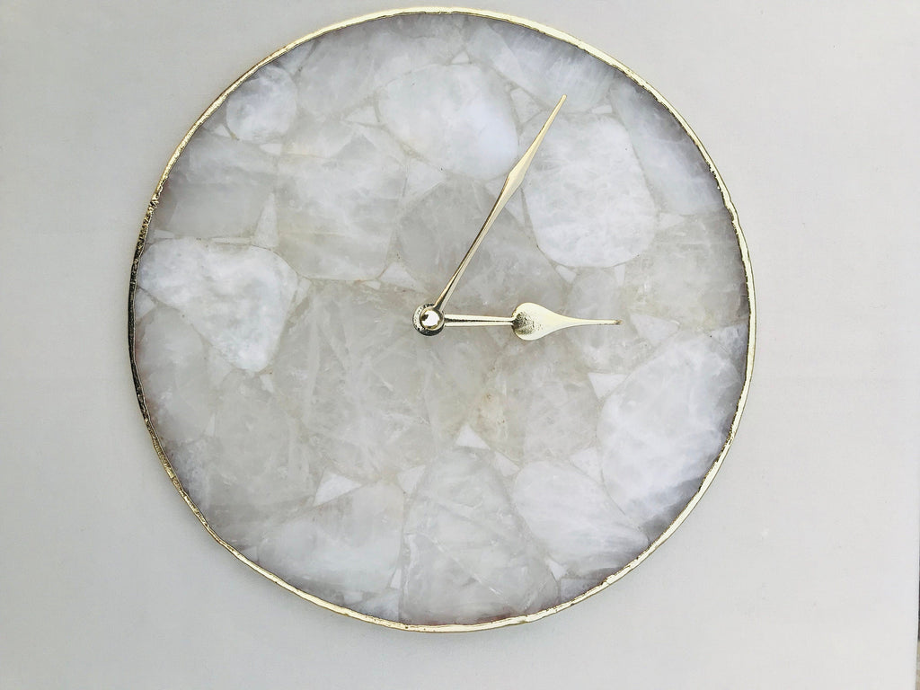 Large Clear Crystal Agate Wall Clock