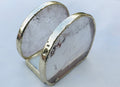 Rounded Clear Quartz Agate Napkin Holder-0