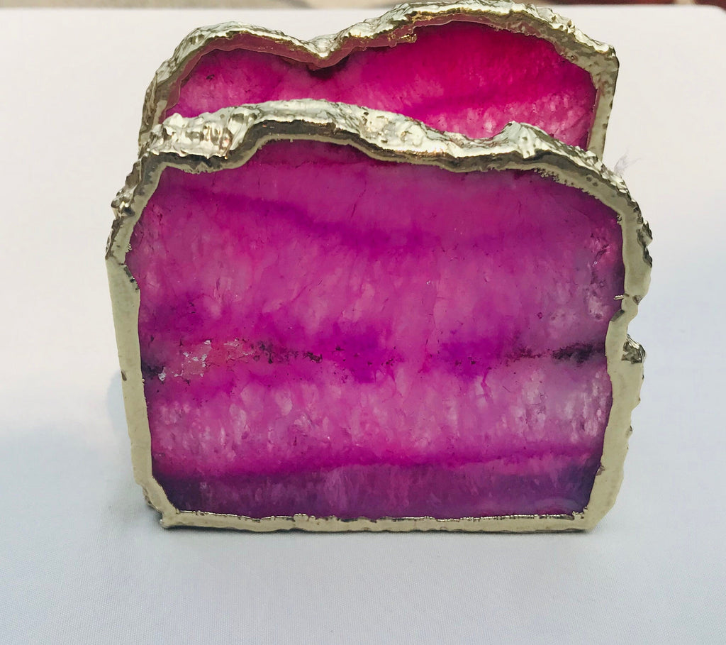 Pink Agate Napkin Holder/Natural Stone Napkin Holder/Paper Napkin Holder/Desk Napkin Holder/Picnic Holder