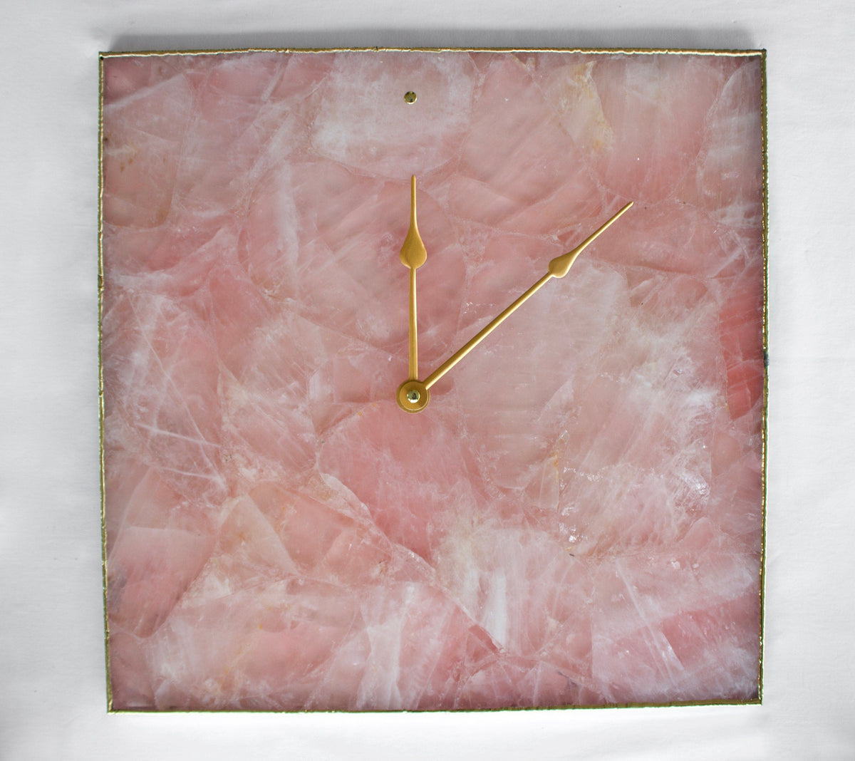 Rose Quartz Agate Wall Clock | Square | Pink