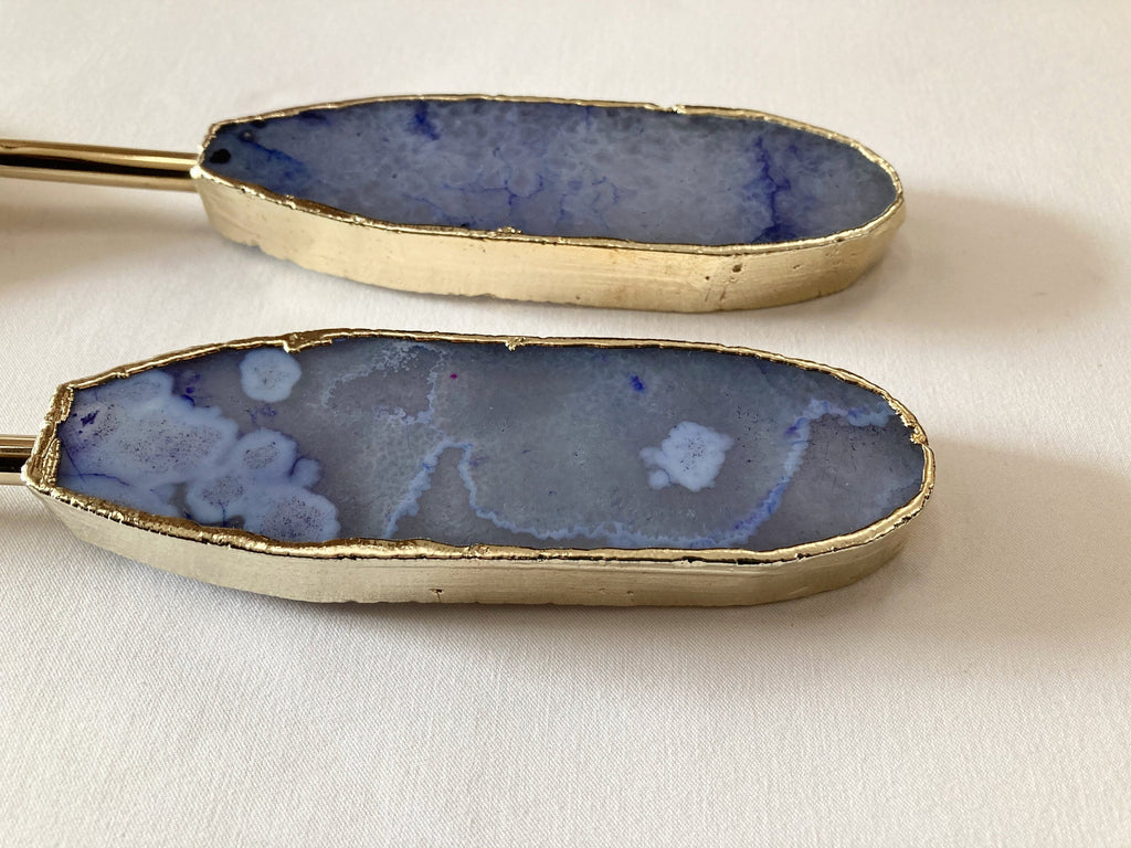 Light Ink Blue Agate Salad Server - Set of 2