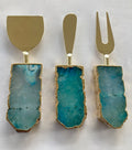 Aqua Agate Cheese Knives with Narrow Handles-0