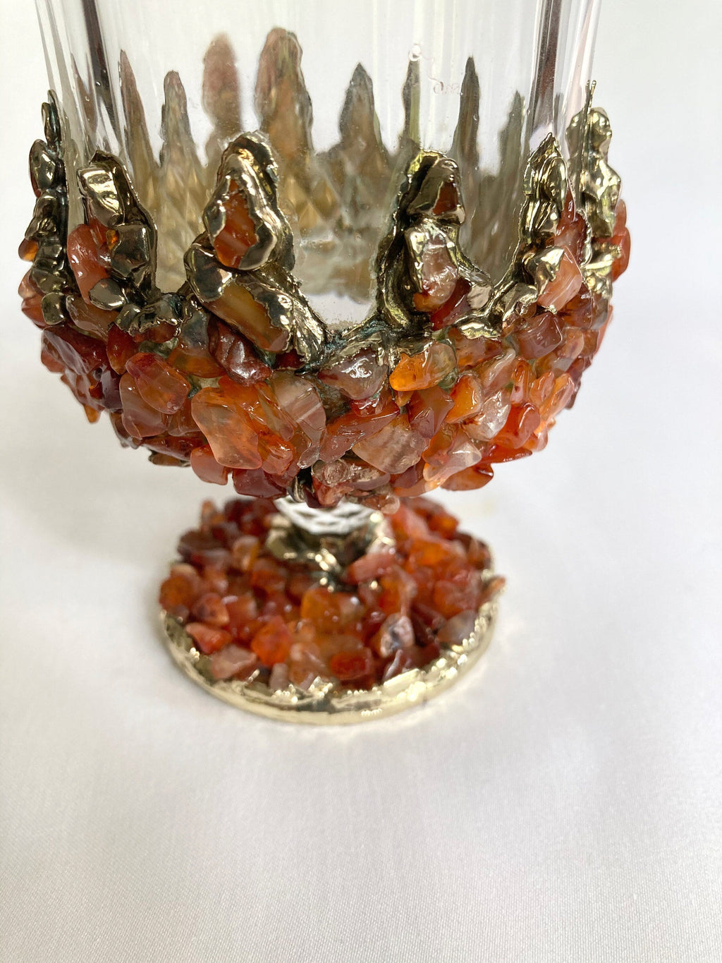 Crystal Wine Glasses with Red Agate – Set of 1 or 2, 7 oz