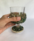 Crystal Wine Glasses with Dark Green Agate – Set of 1 or 2, 7 oz