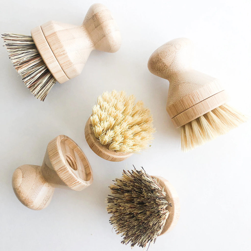 Natural Bamboo Pot & Dish Brush With Replaceable Head - Organic Biodegradable Zero Waste Multipurpose Brush - Sustainable Kitchen