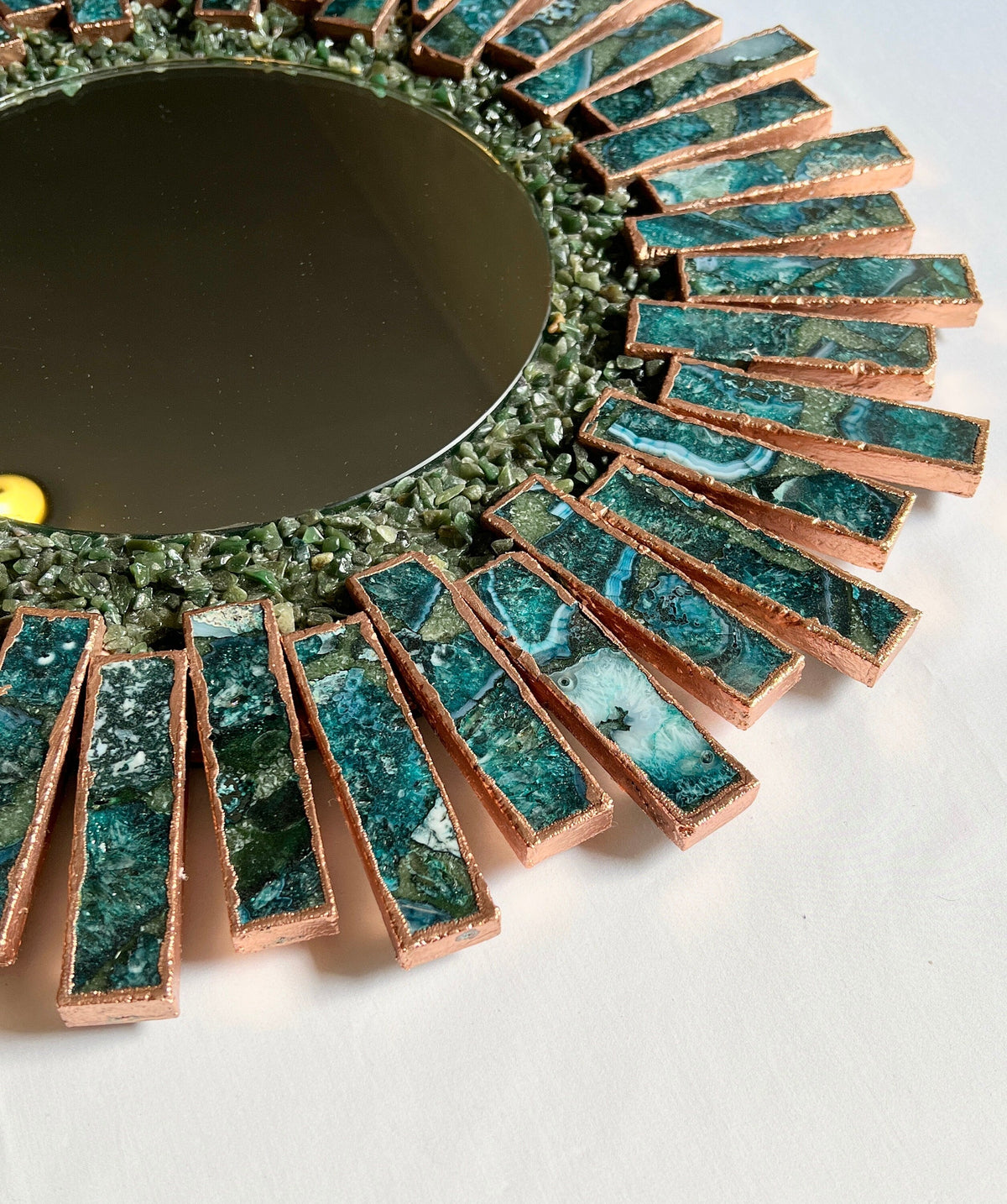 Starburst Agate Mirror with Blue and Green Agate – 20" Round