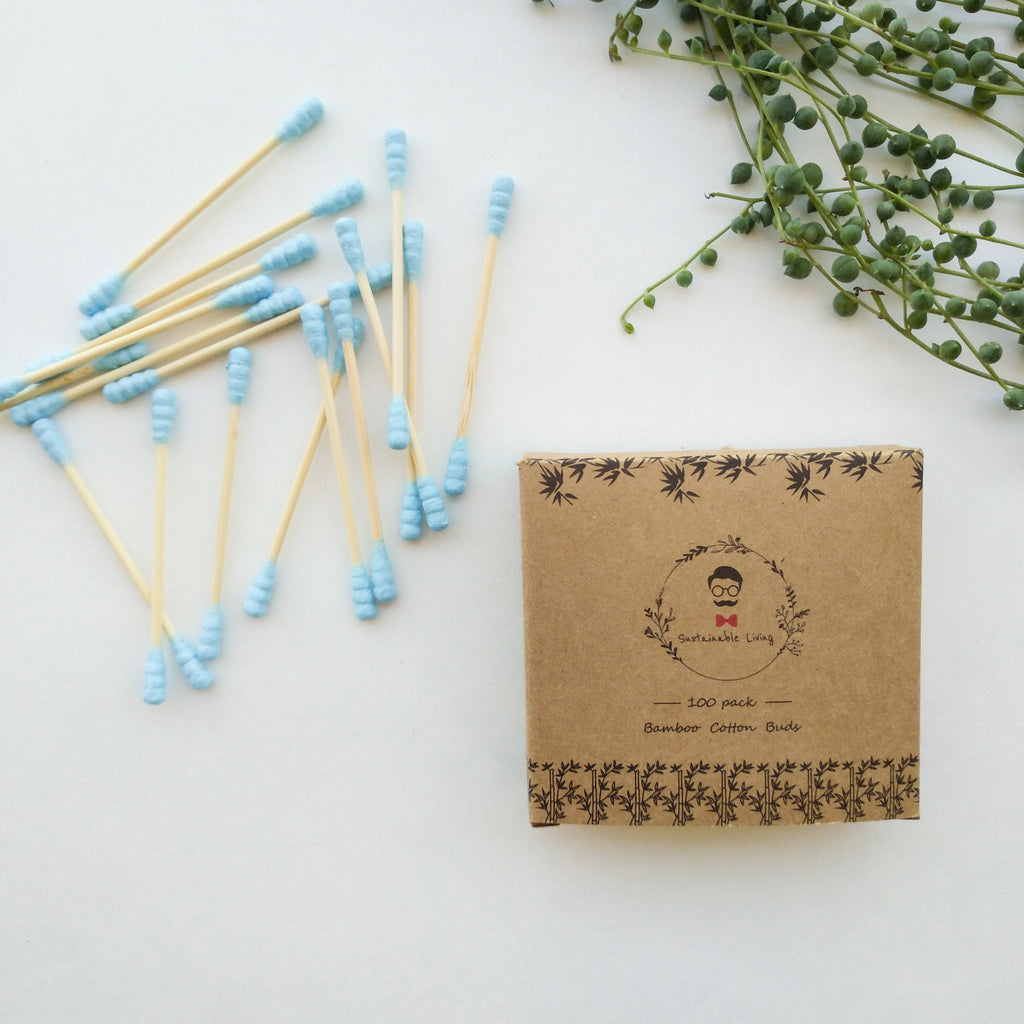 Organic Biodegradable Bamboo Cotton Buds - Plastic Free Zero Waste Natural Bamboo Q-tips - Eco Friendly Sustainable Swabs - Pack of 100