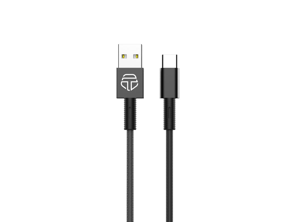 Techancy Cabo De Dados Usb- Tipo C Preto TB1717, Carregamento Rápido De 2,4 A, Liga De Alumínio + Entrançado 1,2 M
