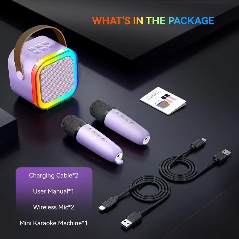 Wireless Mini Karaoke Machine with Microphones - Speakers at Dealshubindia