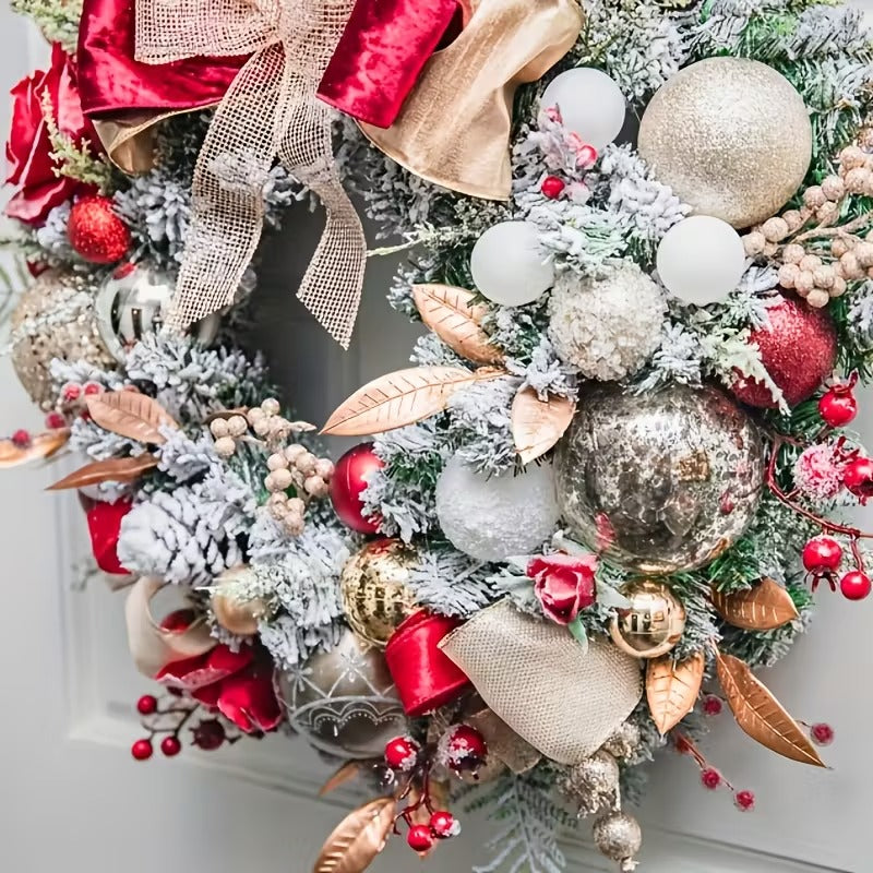 Red & Gold Christmas Wreath - n/a at Dealshubindia