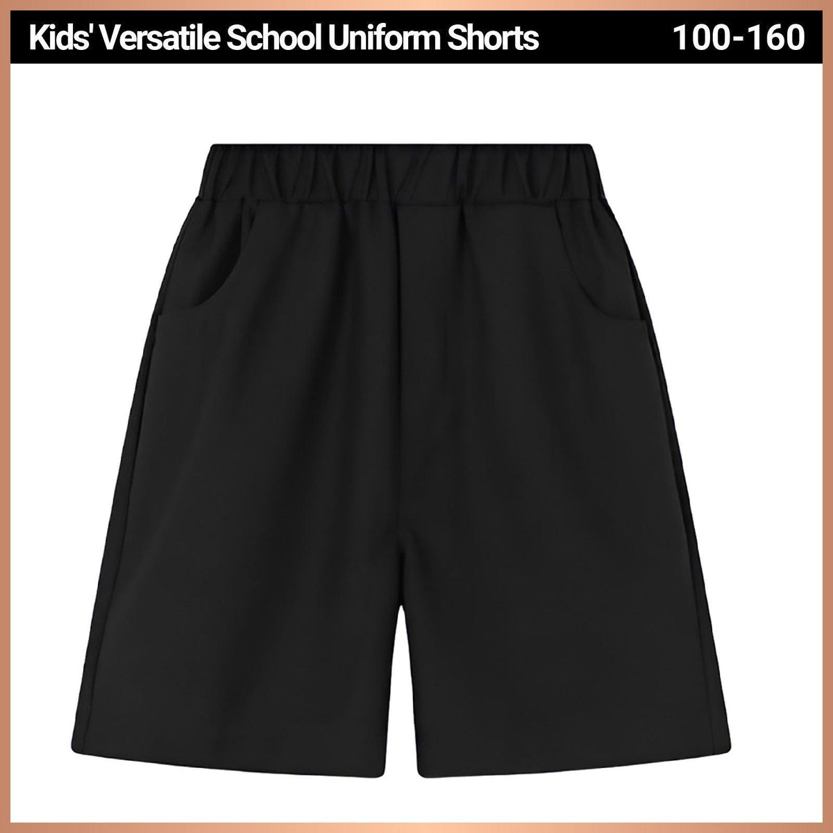Black Boys Summer Shorts Casual Sport Elastic Waist Pants Breathable Cotton
