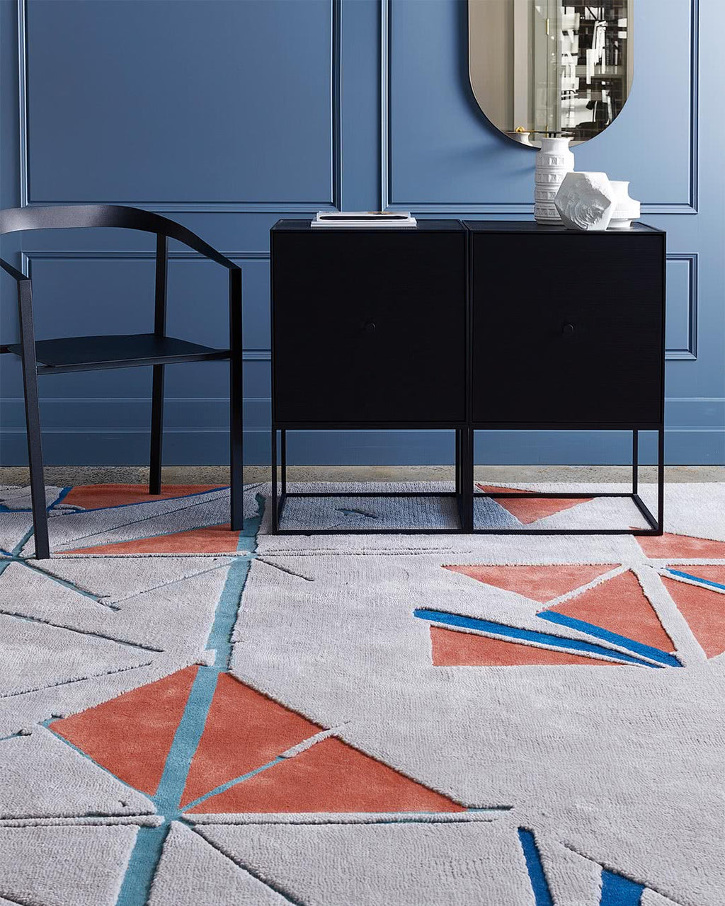 Hand Tufted Rug | Grey, Terracotta & Teal | Wool | Levita by Rugfine