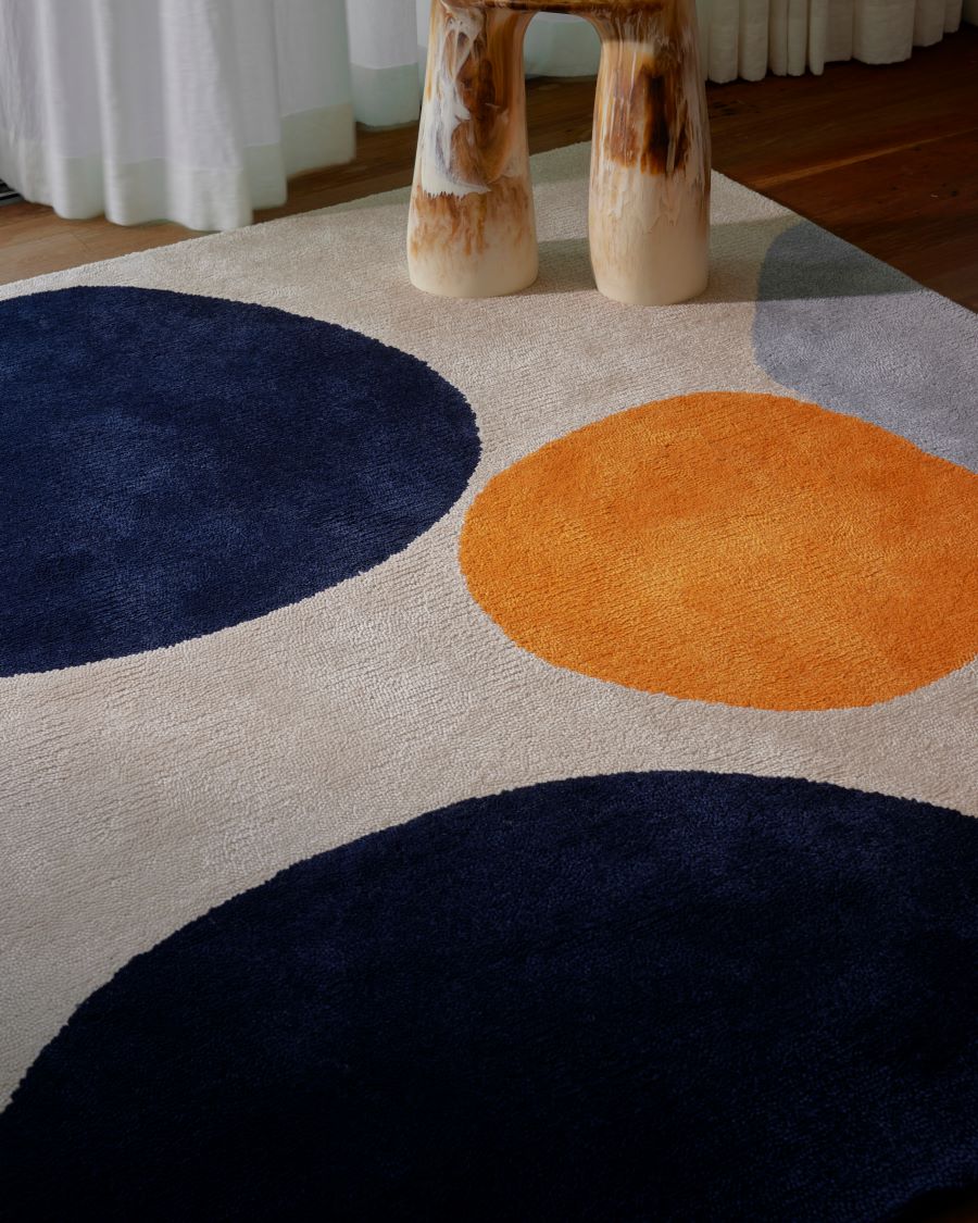 Hand Tufted Rug | Ivory, Navy & Brown | Wool | Lumicor by Rugfine