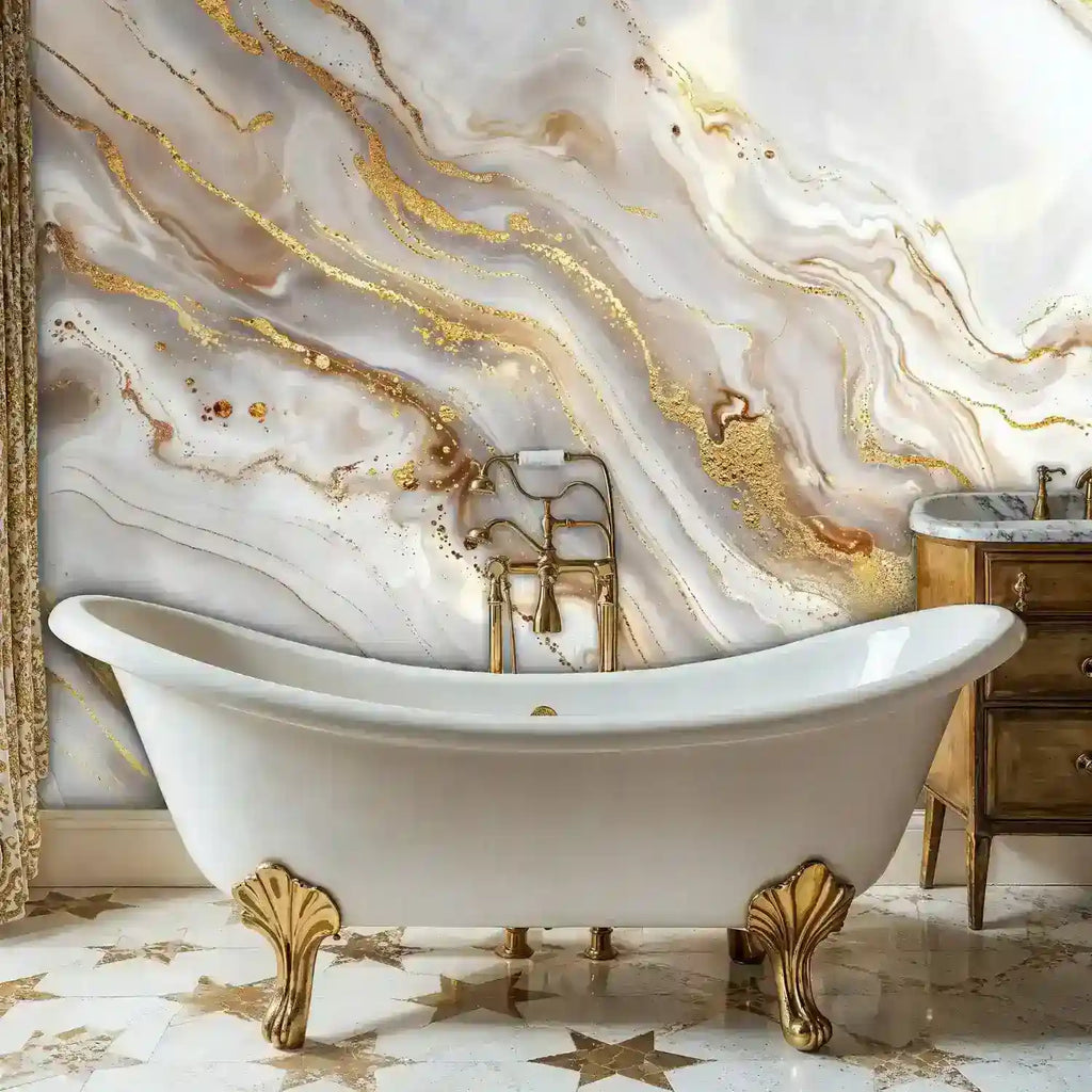 Luxurious Golden Marble Wall Mural