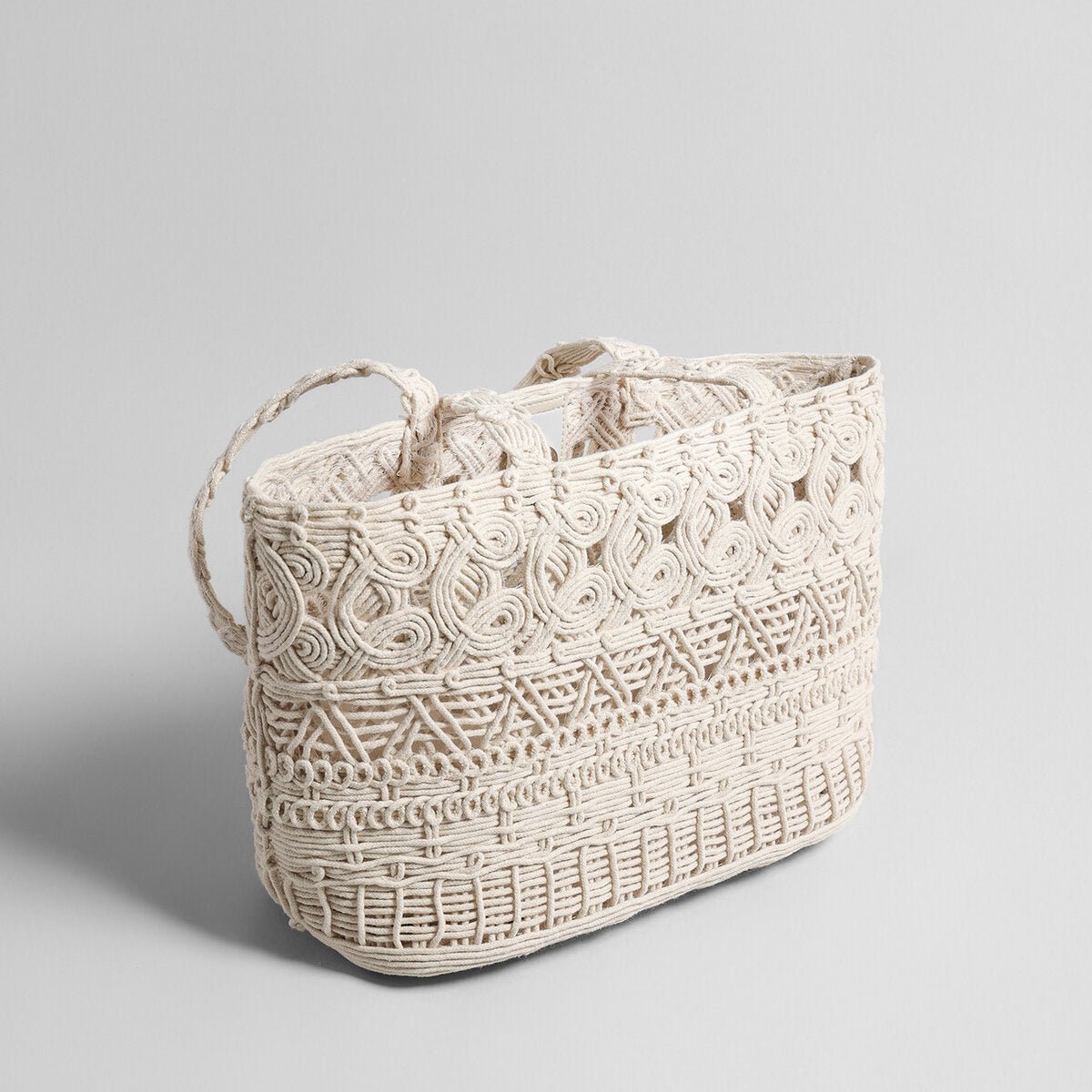 Macramé Woven Tote Bag – Handcrafted Cotton Rope Shoulder Bag with Inner Zipper Pouch - Totes at Dealshubindia
