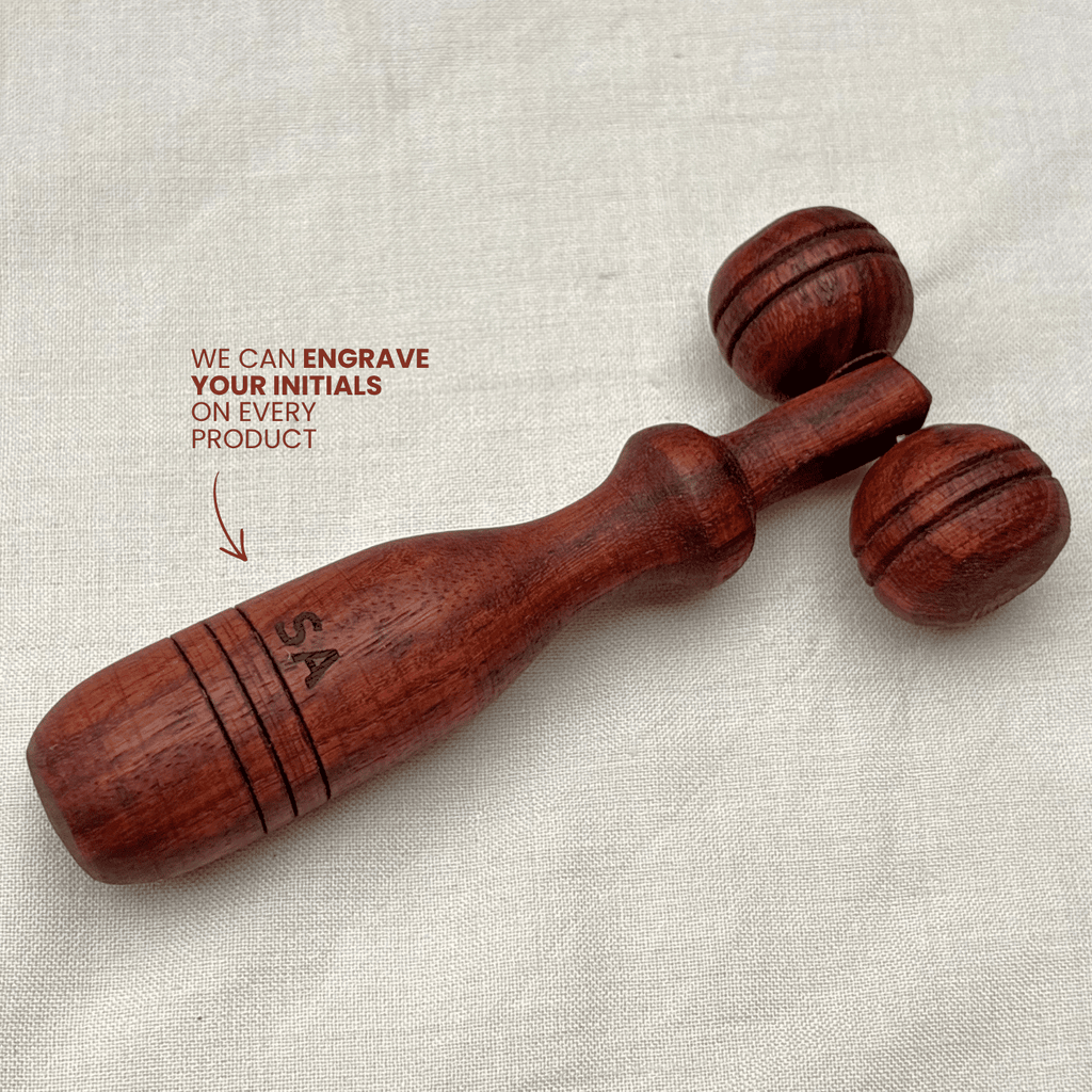 Wooden facial massage roller