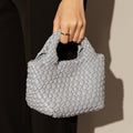 Mini Woven Top Handle Bag – Handcrafted Intrecciato Leather Cube Bag with Detachable Pouch - Top Handles at Dealshubindia