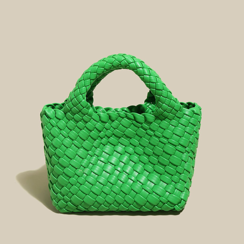 Mini Woven Top Handle Bag – Handcrafted Intrecciato Leather Cube Bag with Detachable Pouch - Top Handles at Dealshubindia