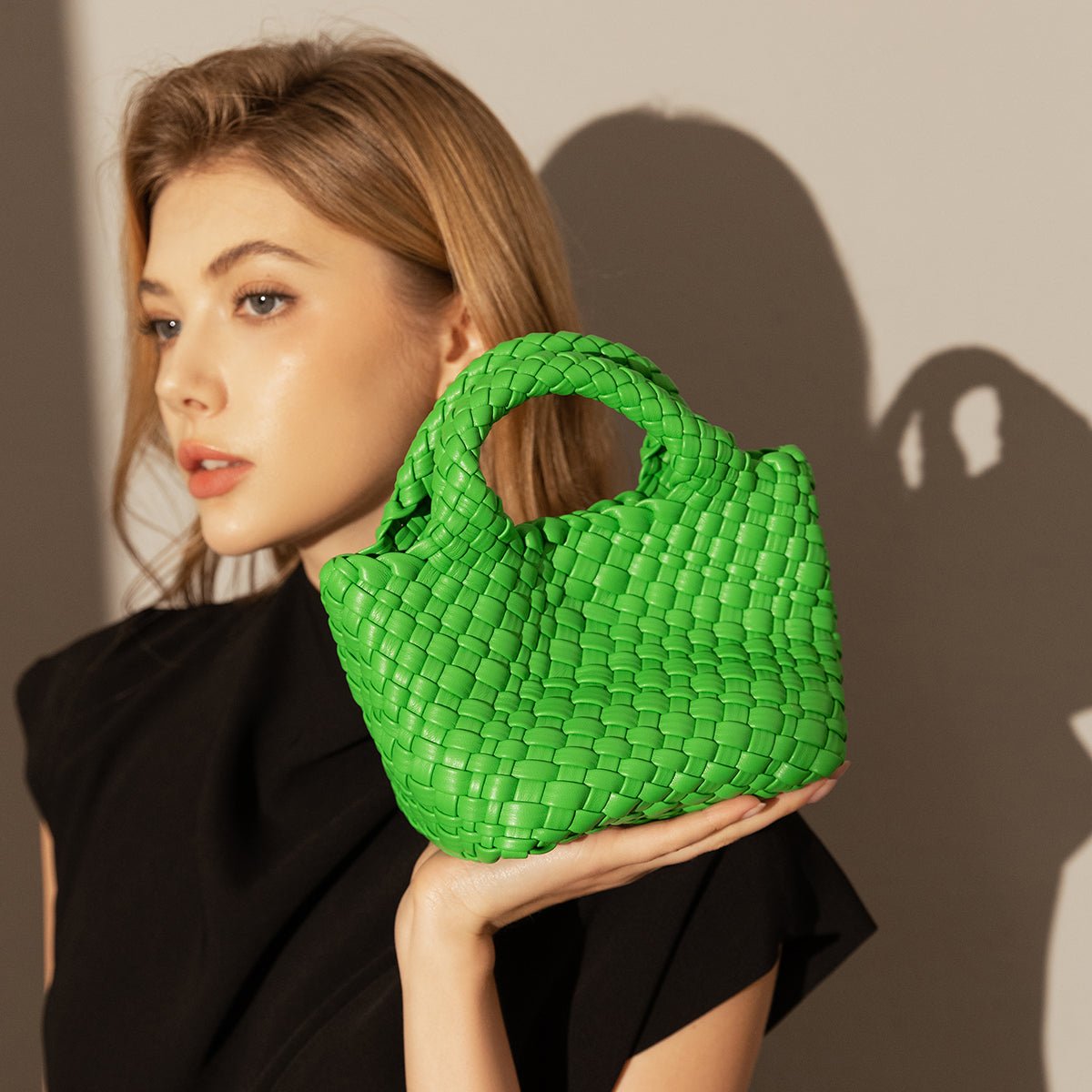 Mini Woven Top Handle Bag – Handcrafted Intrecciato Leather Cube Bag with Detachable Pouch - Top Handles at Dealshubindia
