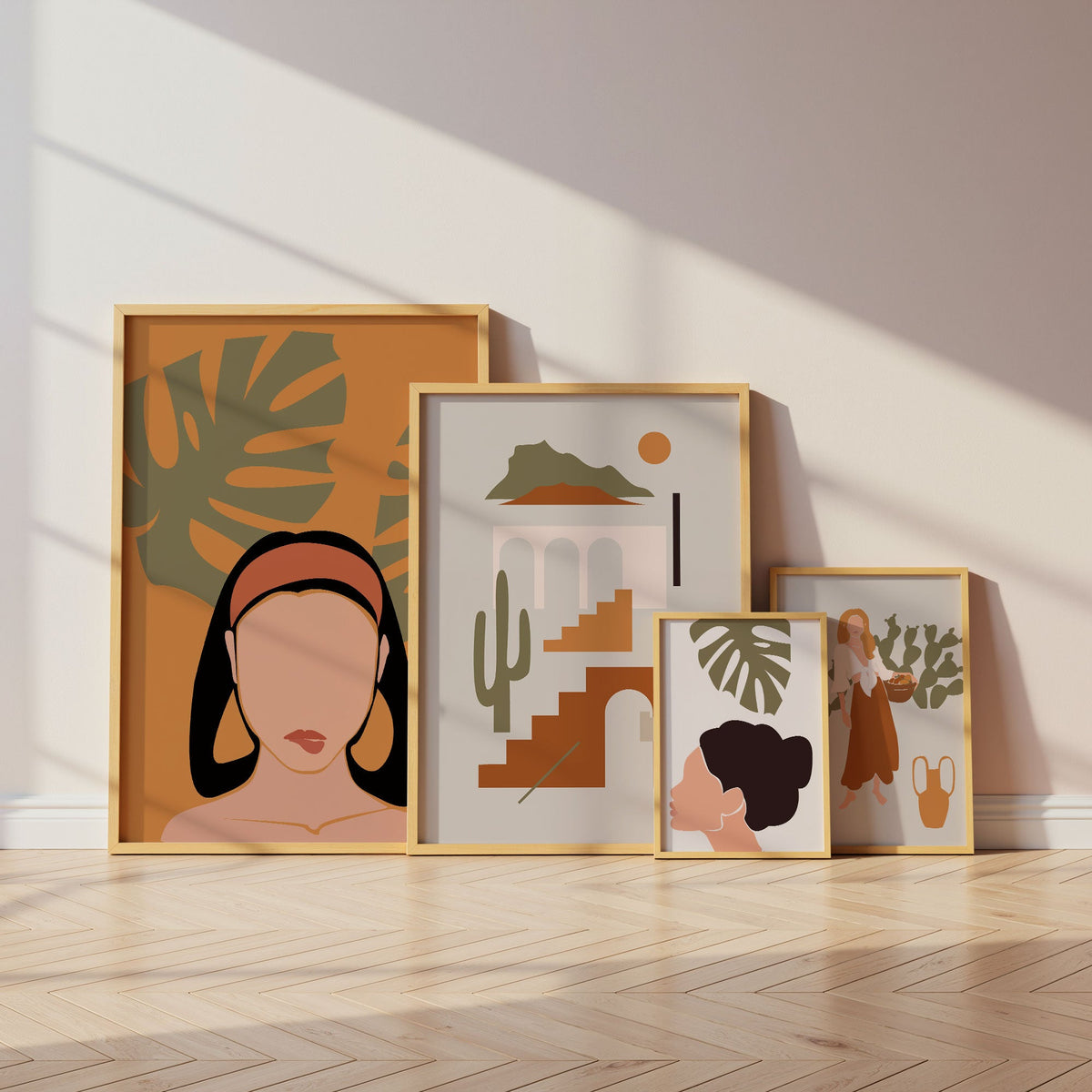 Boho Frauen Poster · Geschenkidee · Terrakotta, Wüstenkunst und Abstrakte Figuren · Dekoprint ohne Rahmen-1