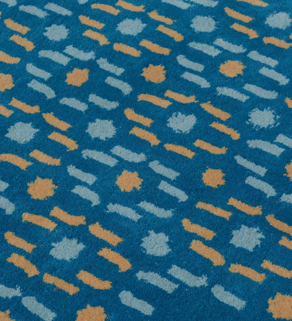 Hand Tufted Rug | Teal, Gold & White | Wool | Morbix by Rugfine
