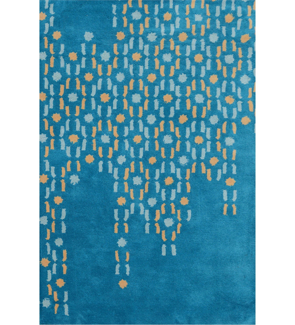 Hand Tufted Rug | Teal, Gold & White | Wool | Morbix by Rugfine