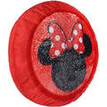Red sequin Minnie cushion with bow and polka-face