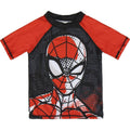 Kids' sun protection rash guard top with Spider-Man graphic, red black white