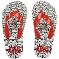 Star Wars flip-flops with red straps and white stormtrooper print, pair view