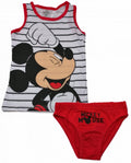 Red and white Mickey Mouse underwear set: striped tank top and red briefs