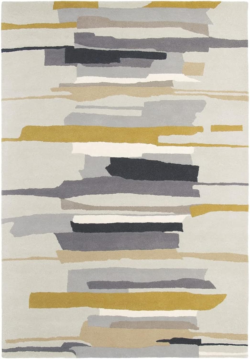 Grey, Mustard Gold & Ivory Hand Tufted Rug | Wool | Nikoon by Rugfine
