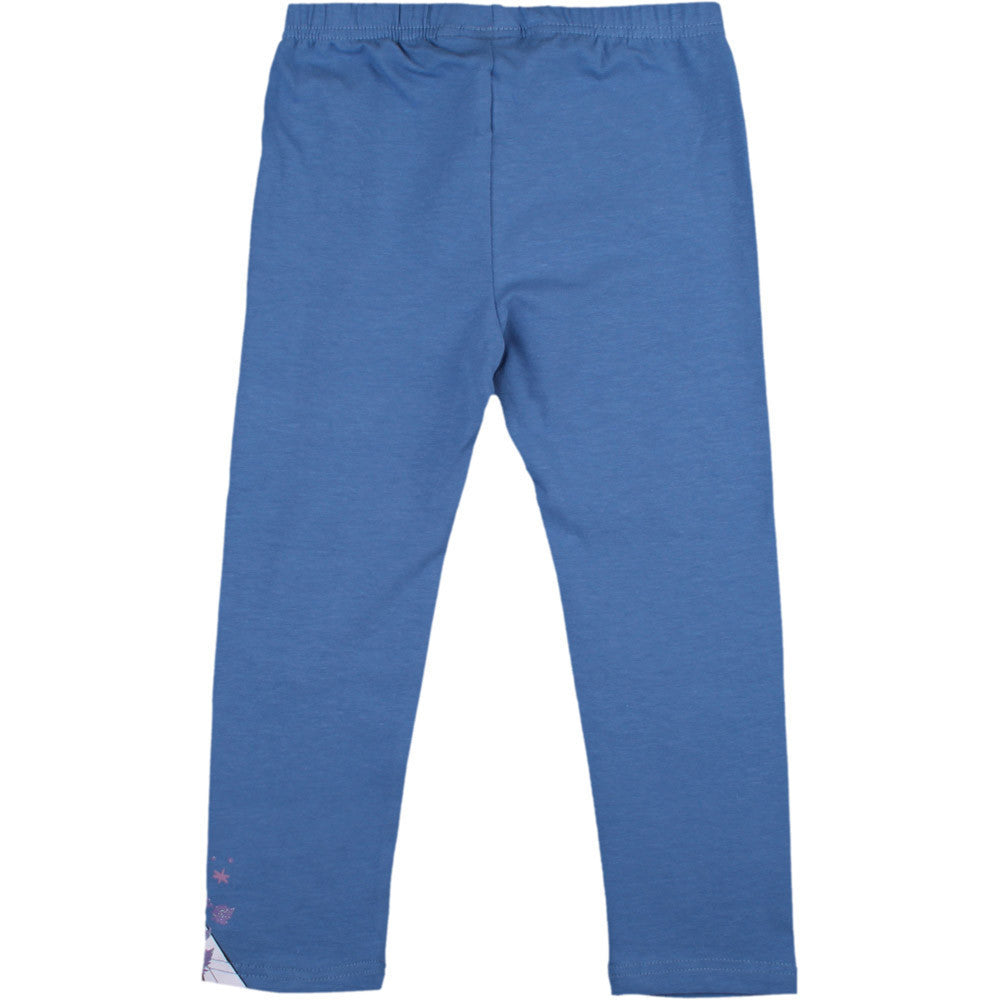 Blue 7/8 leggings with elastic waistband, solid knit