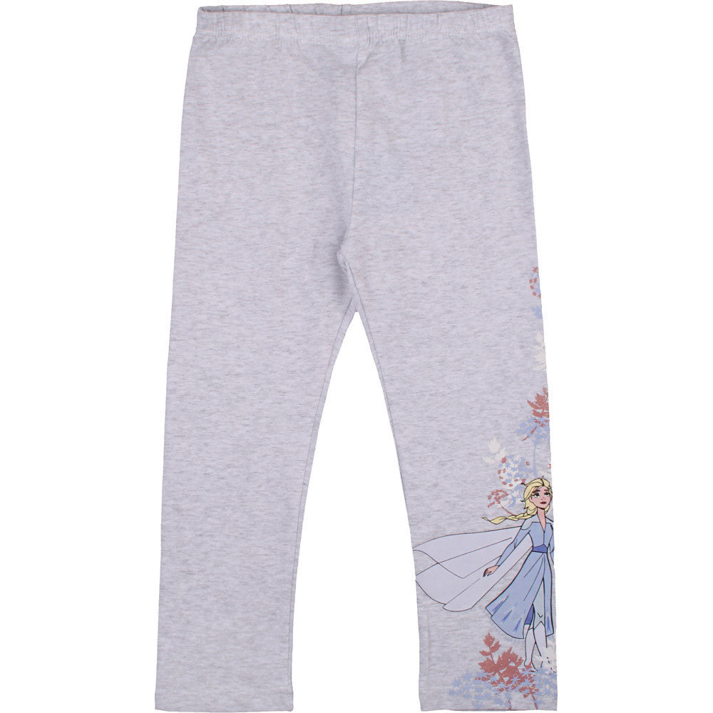 Grey 7/8 leggings with illustrated character graphic panel on side hem