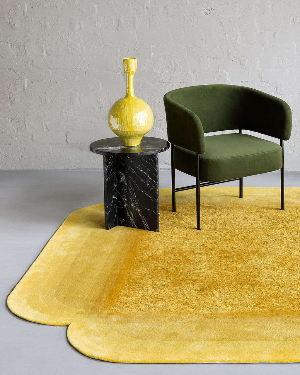 Hand Tufted Irregular Shape Wool Rug | Mustard Yellow | Novanex by Rugfine