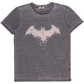 Men's gray crewneck T-shirt with large distressed bat logo print