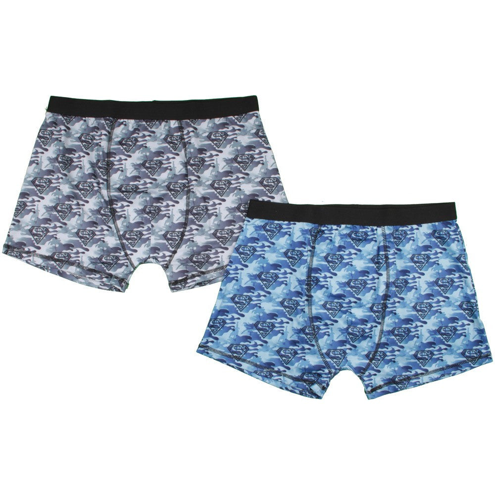 Men's camouflage boxer briefs set, gray and blue with Superman logo