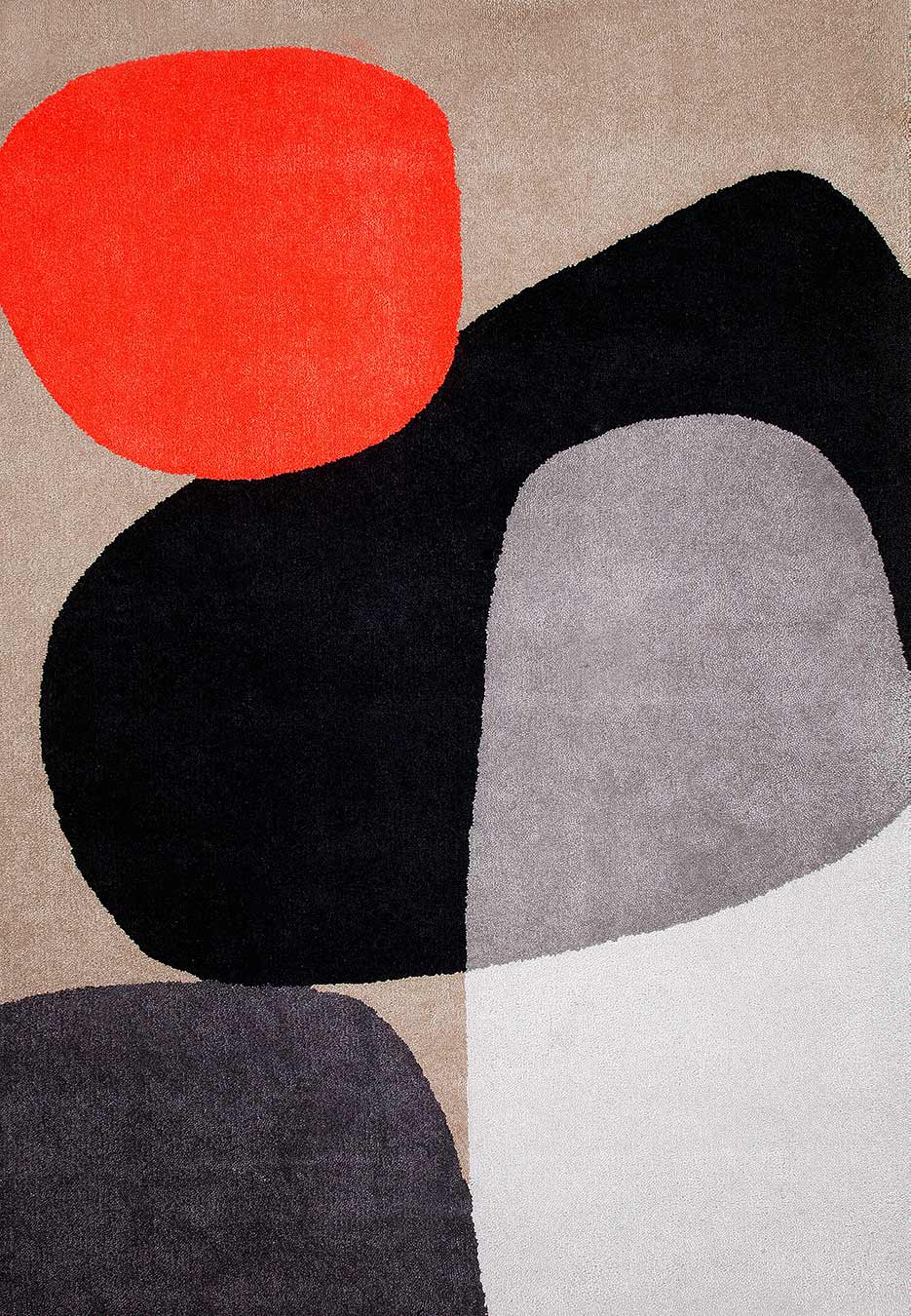 Hand Tufted Rug | Taupe, Red & Black | Wool | Orblume by Rugfine