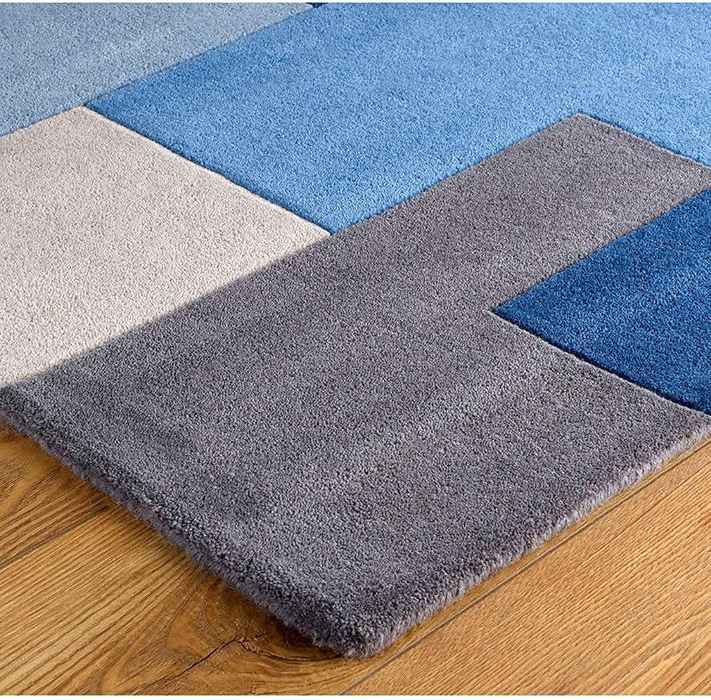 Hand Tufted Wool Rug | Royal Blue, Sky Blue & Ivory | Wool | Orchidgem by Rugfine
