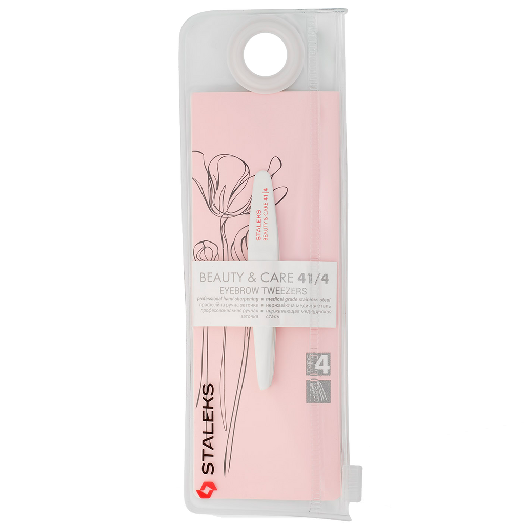 STALEKS BEAUTY & CARE 41/4 eyebrow tweezers package, slant tip design