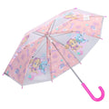 Kids Paw Patrol umbrella with clear panels, pink handle, Skye & Everest character print