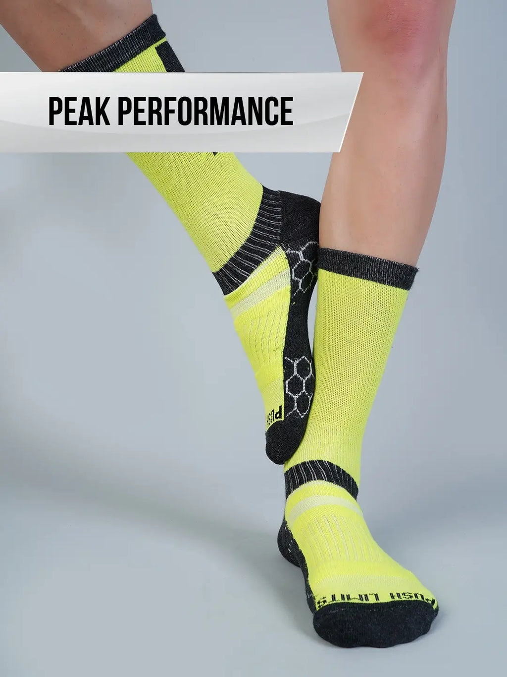 Pro+ PowerFit Athlete-Grade Performance Compression Sports Socks Crew Length - Pack of 2 Black, Neon Green