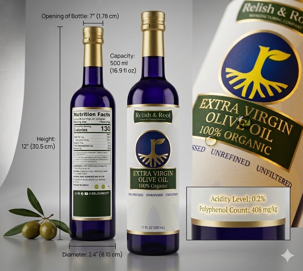 Relish & Root 100% Organic Extra Virgin Olive Oil
