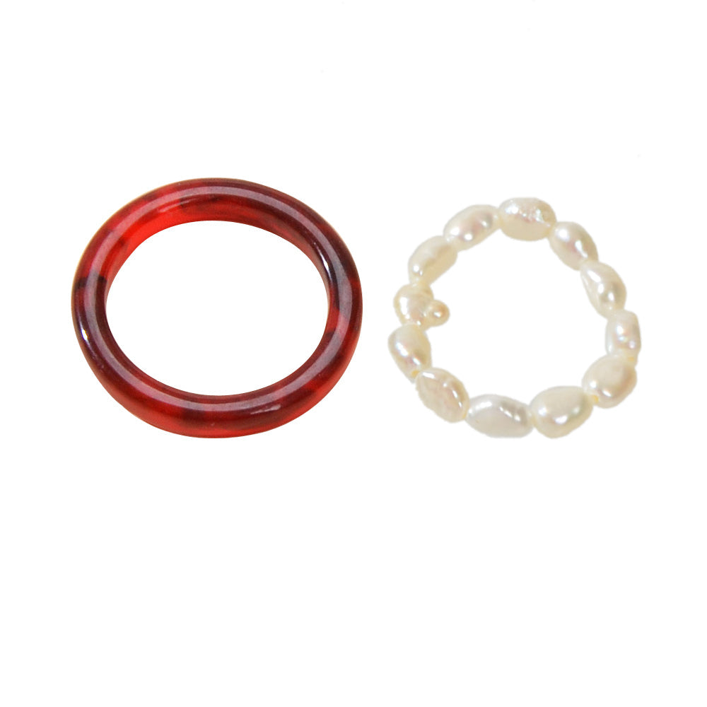 2pcs Pearl Elastic Ring New Women Accessories