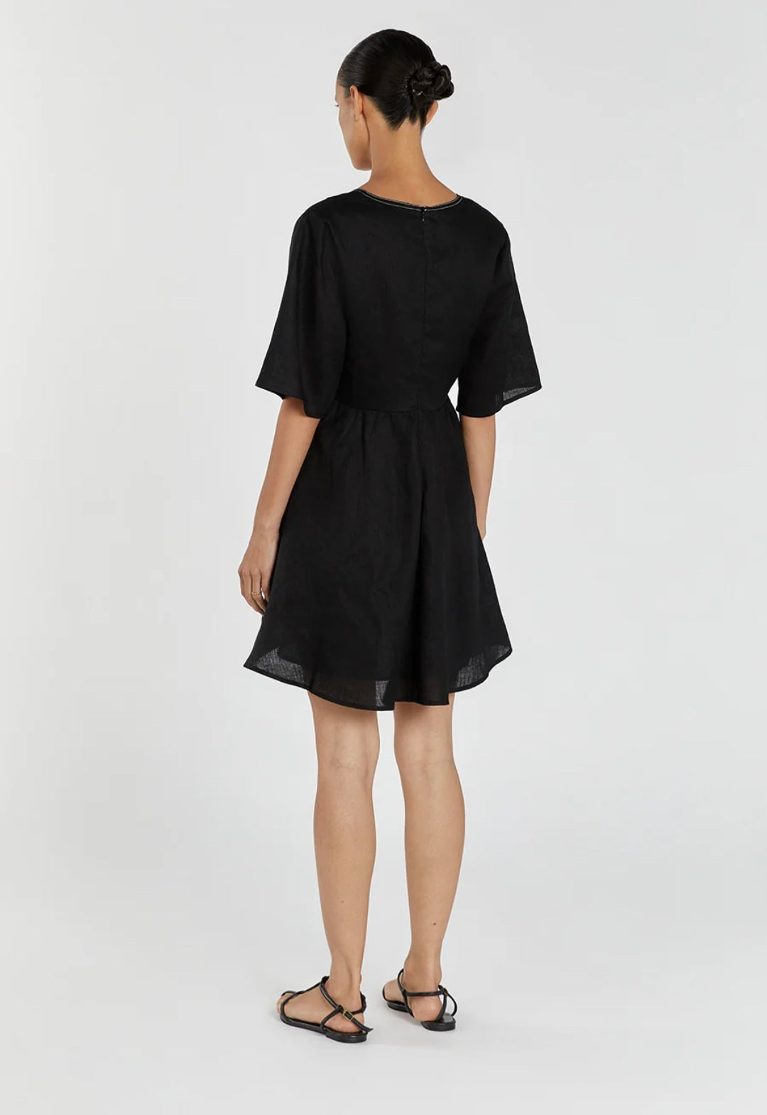 Menton Linen Babydoll Mini Dress (syncee)