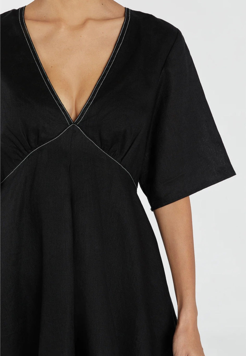 Menton Linen Babydoll Mini Dress (syncee)