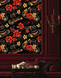 Ornate Western Hats Floral Wallpaper