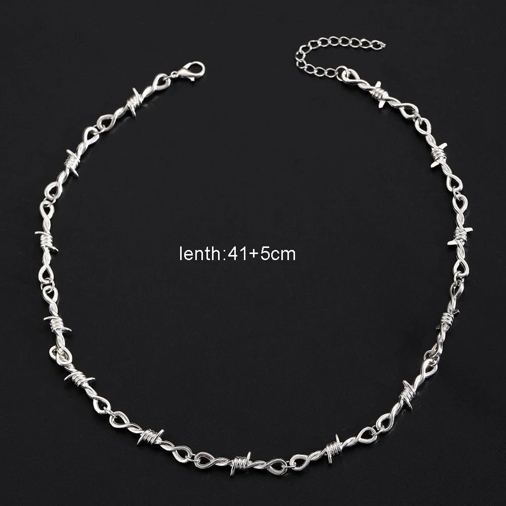 Men Street Jewellery Silver Chain Collar Necklace Punk Rock Accessories