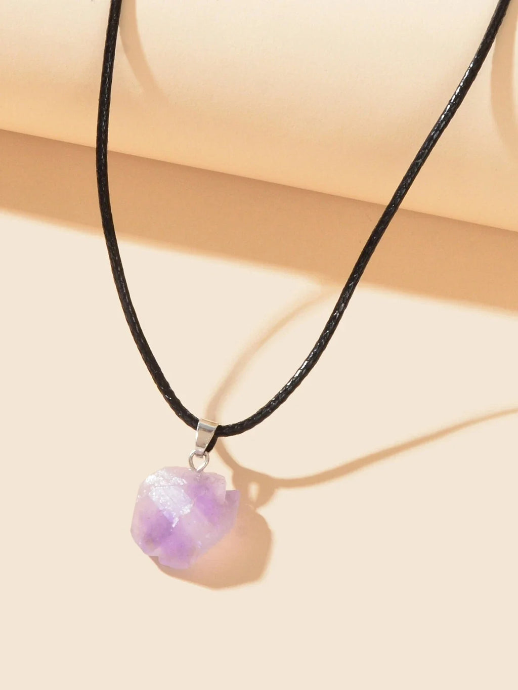 Purple Stone Jewellery 100% Natural Amethyst Quartz Crystal Charm Necklace Gift