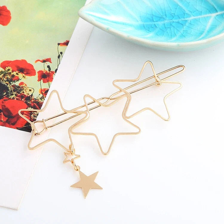 Minimalist Gold Metal Star Hair Clips Barrette Women Fashion Hair Accessories